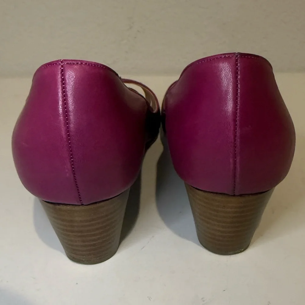 CHRISTIAN LOUBOUTIN Vintage Y2K Fuchsia Purple Peep-Toe Wedges Mesh Cutouts 40.5
